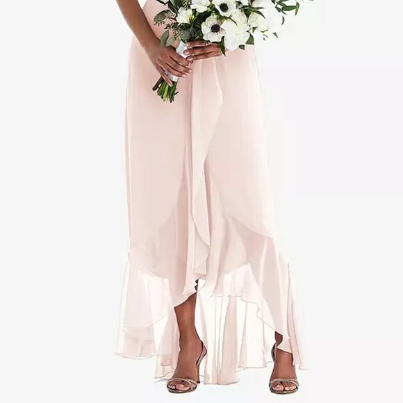 Off-the-Shoulder Ruffled High Low Maxi Dress in Blush...TH039....Size 4...NWT - Picture 4 of 8